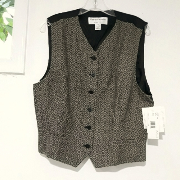Rena Rowan Jackets & Blazers - Rena Roman for Saville Button Down Top Black and Tan Vest Size 16